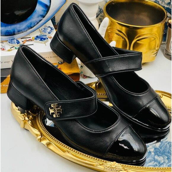 🆕 TORY BURCH 🧿 NWOB Cap-Toe Mary Jane Heeled Ballet Flat, Black, Sz US 7 - Picture 13 of 15